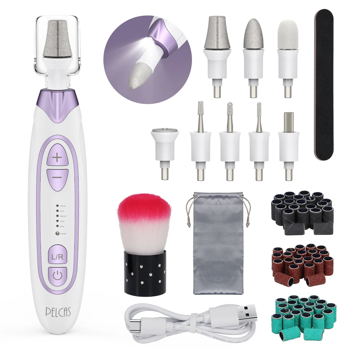 PELCAS Professional Nail Drill Machine, Cordless Electric Nail File for Manicure Pedicure, Rechargeable