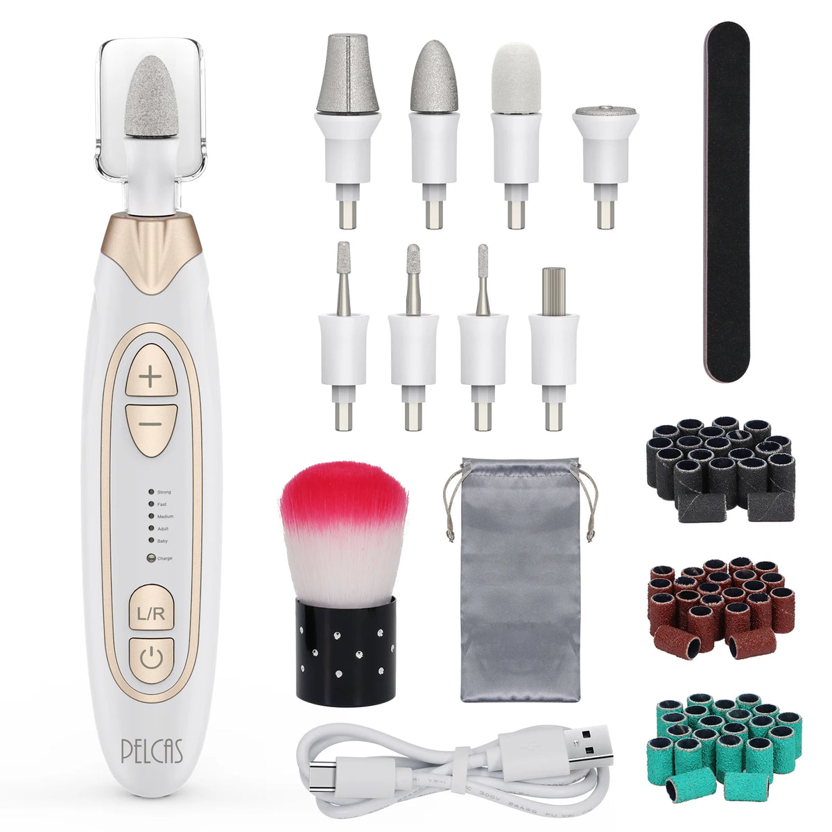 PELCAS Professional Nail Drill Machine, Cordless Electric Nail File for Manicure Pedicure, Rechargeable