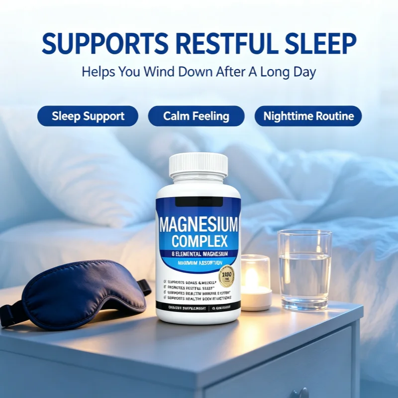 Magnesium Complex Capsules 90 Count, 1000mg – 8 Forms of Magnesium, Glycinate, Citrate, Malate & Taurate, Muscle & Recovery Support, Vegan & Non-GMO