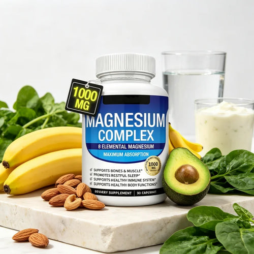 Magnesium Complex Capsules 90 Count, 1000mg – 8 Forms of Magnesium, Glycinate, Citrate, Malate & Taurate, Muscle & Recovery Support, Vegan & Non-GMO
