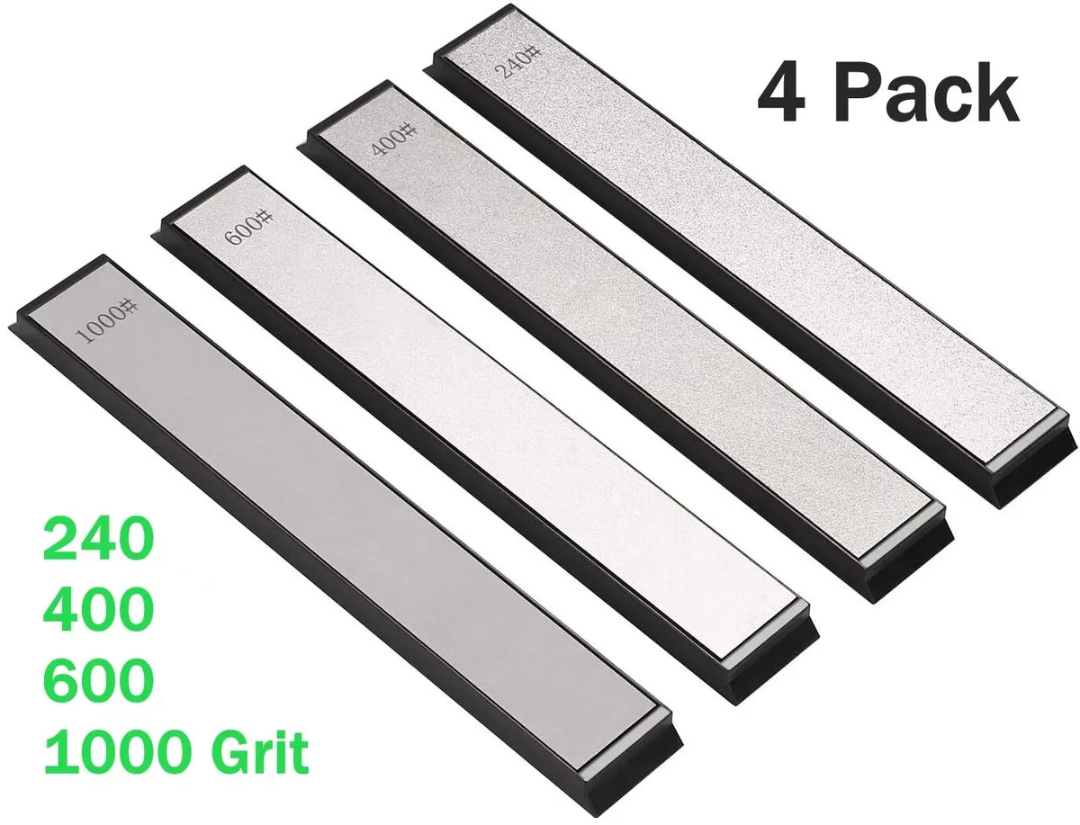 4-Piece Diamond Knife Sharpener Set – 240/400/600/1000 Grit Whetstones