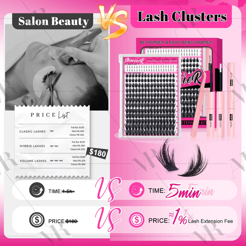 232PCS Cluster Lashes Kit – D Curl 10–18mm Volume Eyelash Extensions