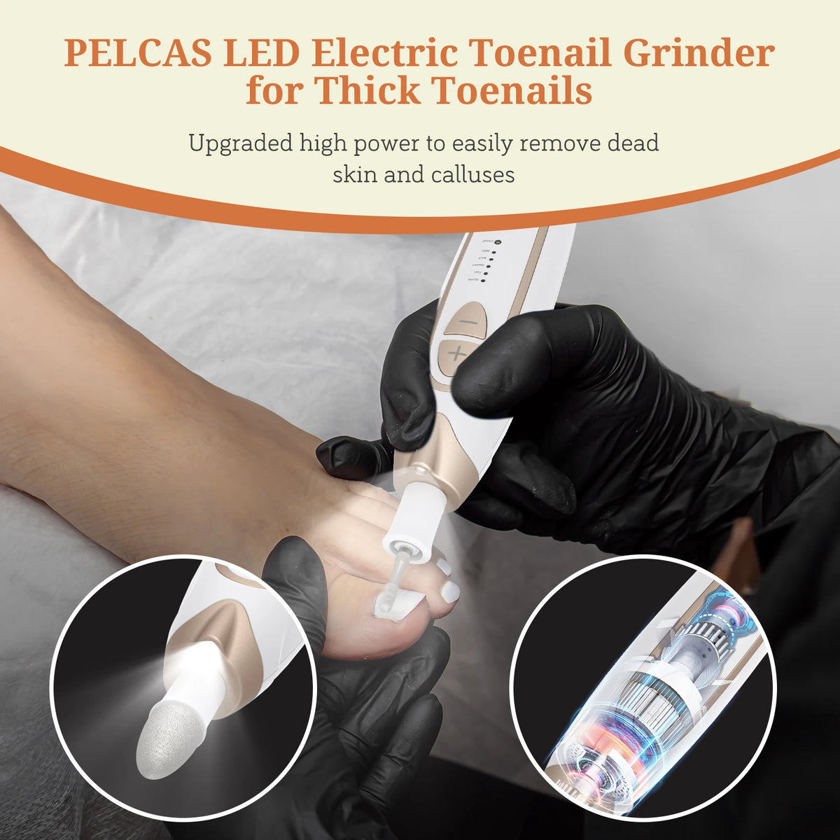 PELCAS Professional Nail Drill Machine, Cordless Electric Nail File for Manicure Pedicure, Rechargeable