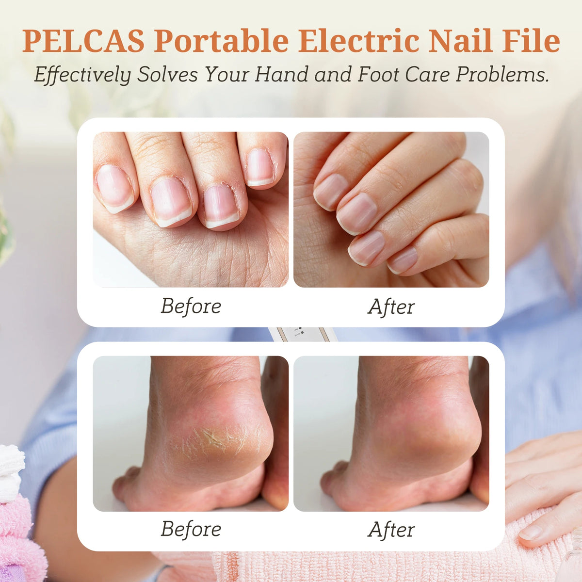 PELCAS Professional Nail Drill Machine, Cordless Electric Nail File for Manicure Pedicure, Rechargeable